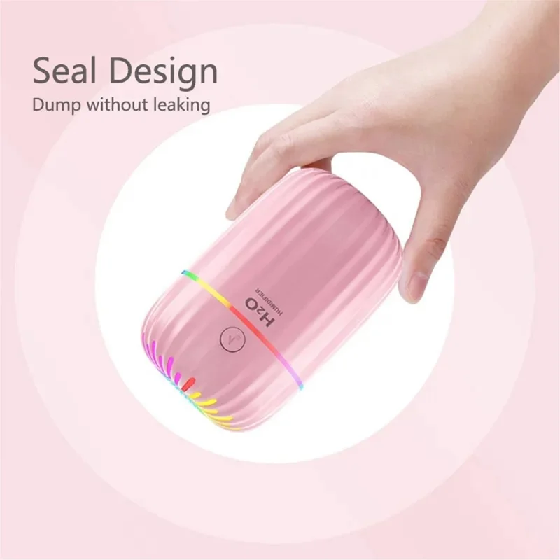 300ml Mini Humidifier Portable Air Purifier Car Office Atomizer Household Humidifier with Colorful Light - UK Plug / White
