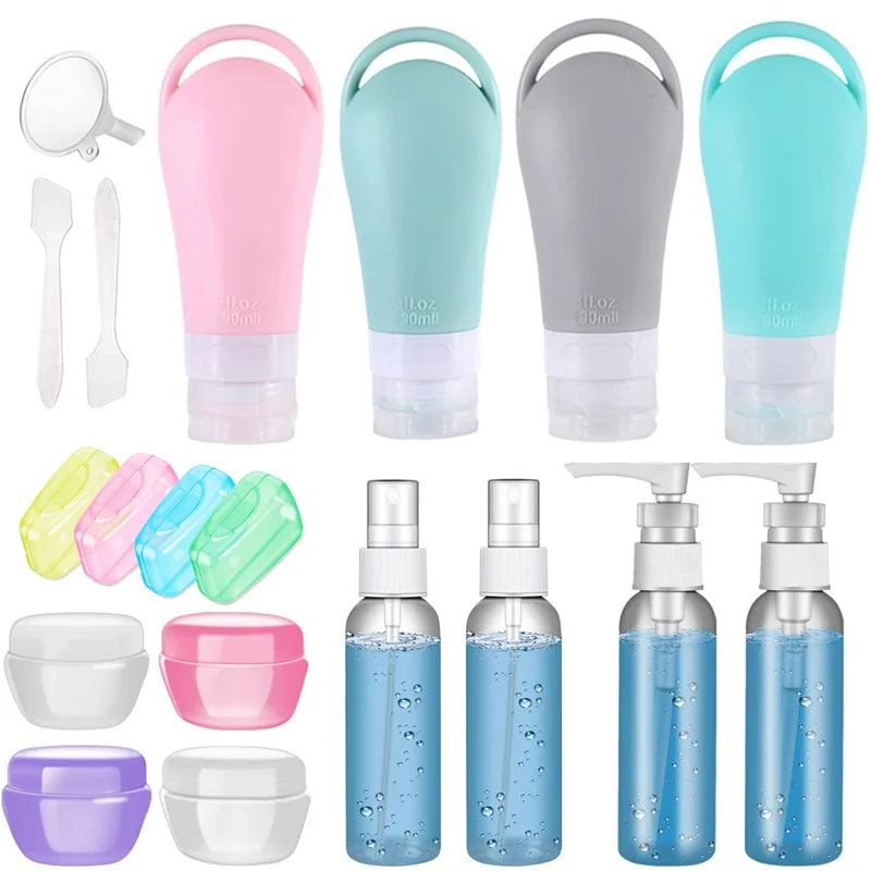 H01244 21Pcs Toiletries Travel Bottle Set Leak Proof Refillable Container for Lotion Liquid Shampoos - Style B