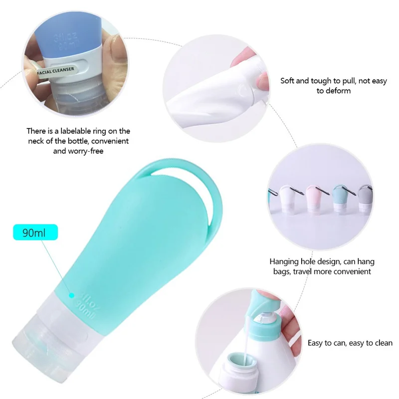 H01244 21Pcs Toiletries Travel Bottle Set Leak Proof Refillable Container for Lotion Liquid Shampoos - Style B