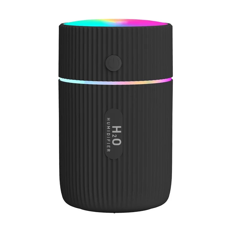 Humidificateur mini de 220 ml, purificateur d'air portable, atomiseur de bureau pour voiture, diffuseur d'arômes domestique avec lumière colorée - Noir / Prise US