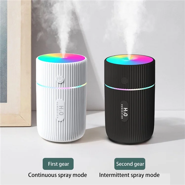 Humidificateur mini de 220 ml, purificateur d'air portable, atomiseur de bureau pour voiture, diffuseur d'arômes domestique avec lumière colorée - Noir / Prise US