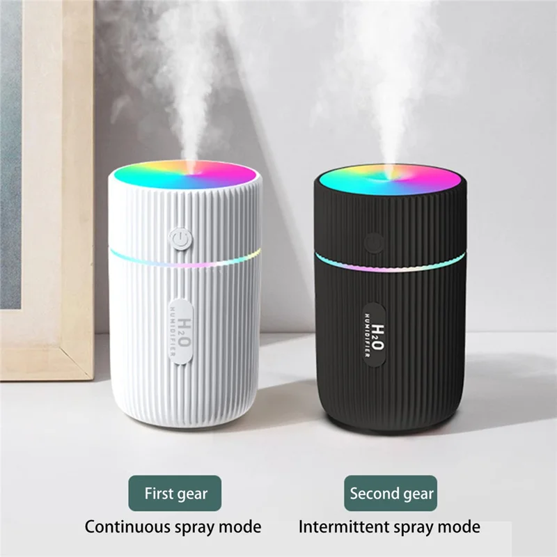 220ml Mini Humidifier Portable Air Purifier Car Office Atomizer Household Aroma Diffuser with Colorful Light - White / EU Plug