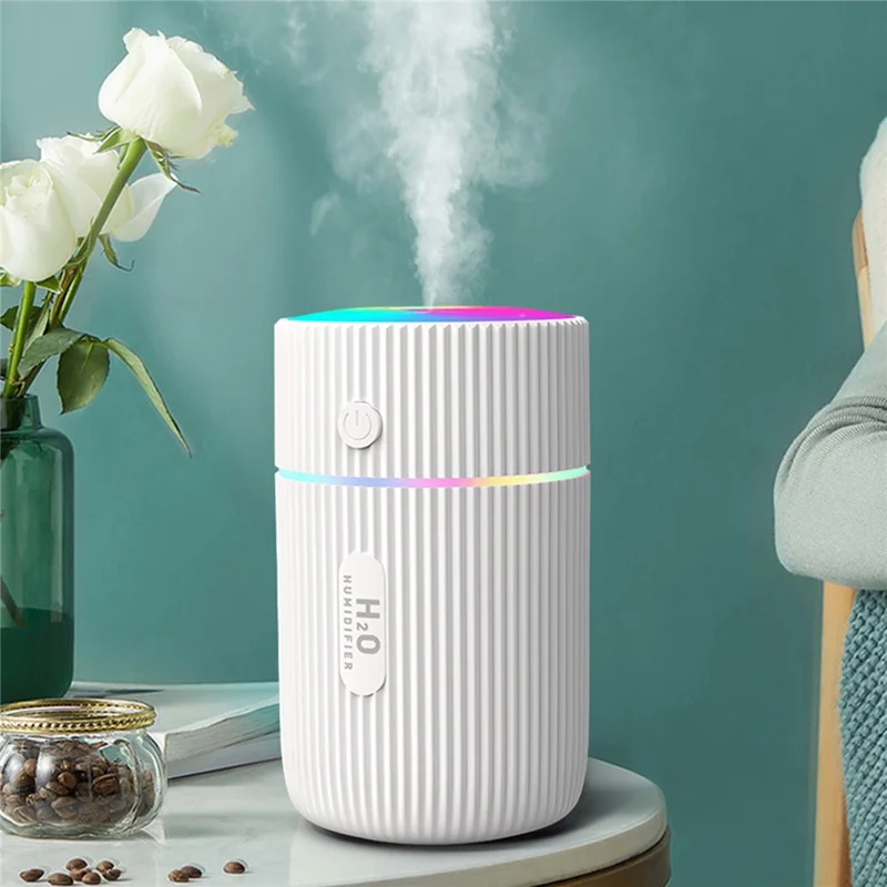 220ml Mini Humidifier Portable Air Purifier Car Office Atomizer Household Aroma Diffuser with Colorful Light - White / EU Plug