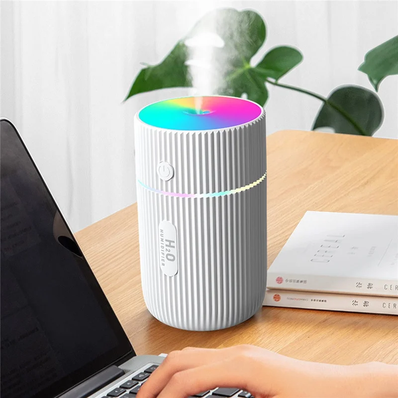 220ml Mini Humidifier Portable Air Purifier Car Office Atomizer Household Aroma Diffuser with Colorful Light - White / EU Plug
