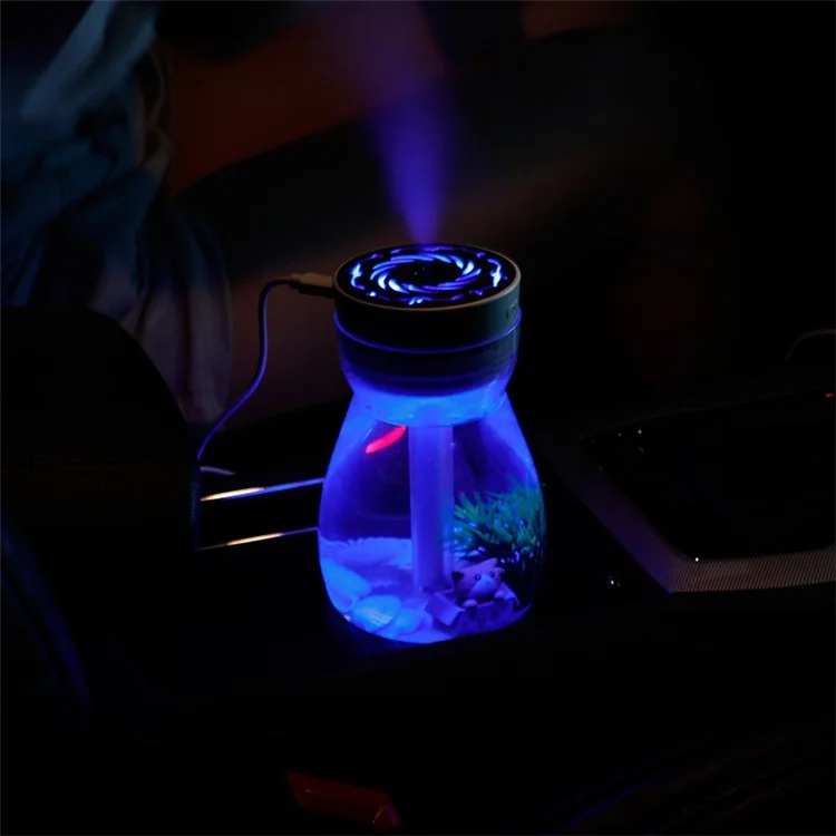 380 ml de Humidificador Decorado Transparente Purificador de Aire Portátil Con Luz Colorida Para Atomizador de la Oficina de Automóviles Mini Mist Fog Difuser (sin CE) - Azul / Enchufe de la ue