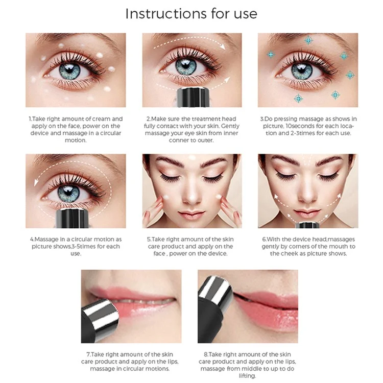 BP-1711 Eye Wrinkle Removal Pen 7000r / min Micro Vibration Eyes Massager, Gradient Color