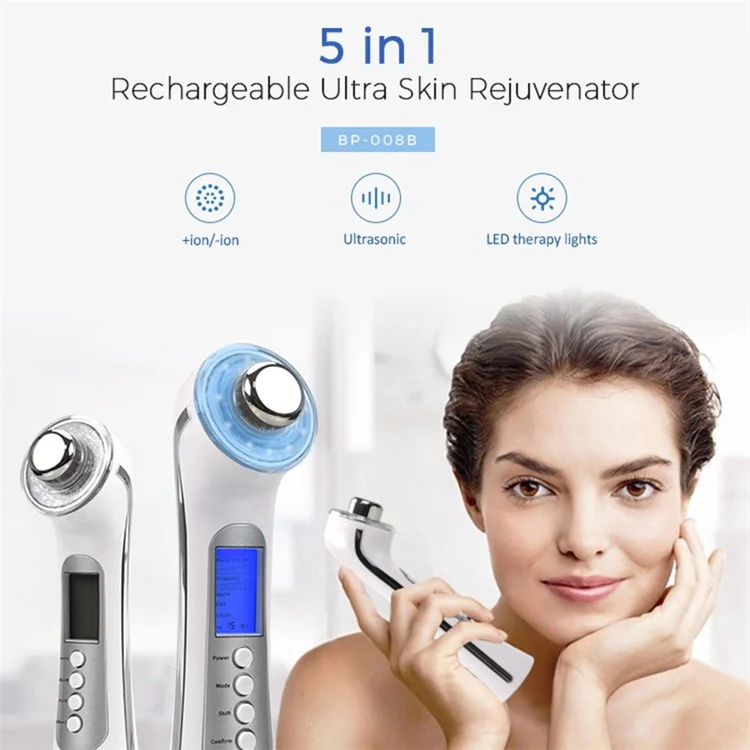 BP-008 Handheld Facial Cleanser Ultrasonic Facial Massager, Pearl White