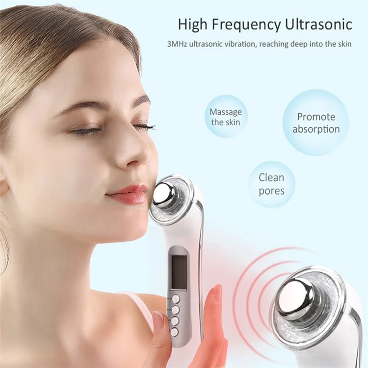 BP-008 Handheld Facial Cleanser Ultrasonic Facial Massager, Pearl White