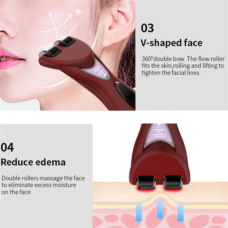 BP-E026 Home EMS Facial Massager Handheld Portable V-Shape Face Lifting Beauty Instrument - Red