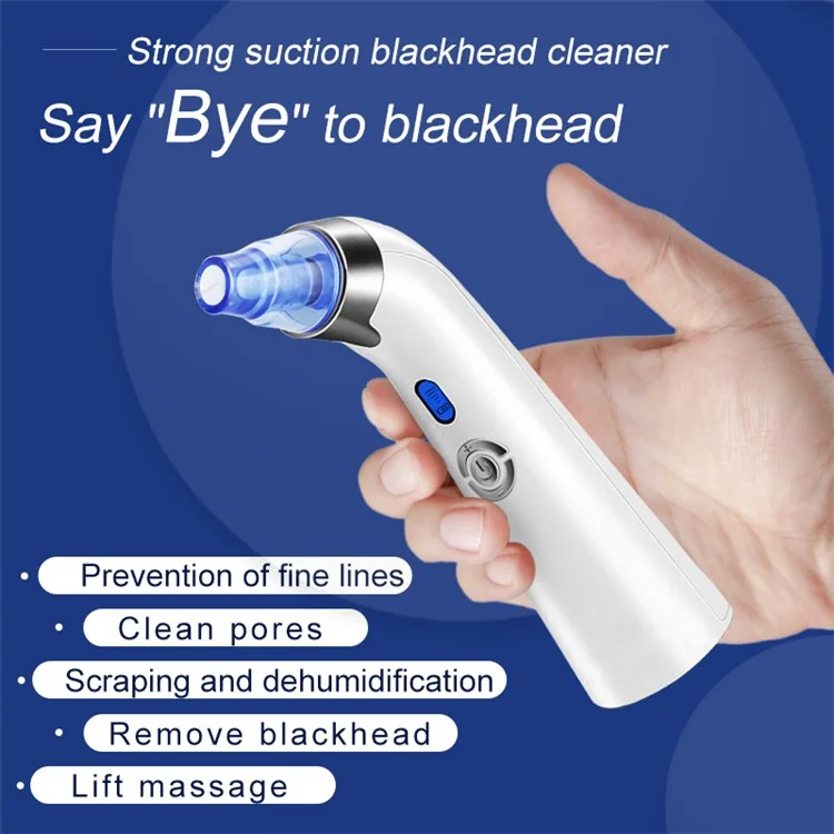 DYM-001 Electric Blackhead Remover Extractor 5 Suction Power Face Suction Pore Cleanser with 4 Probes - Pink / White