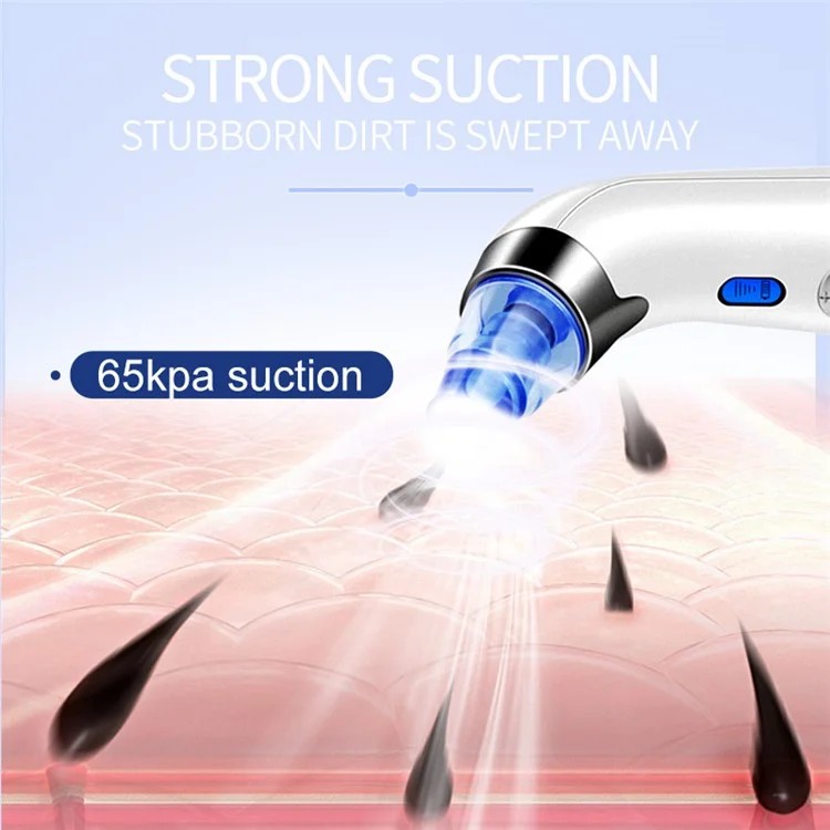 DYM-001 Electric Blackhead Remover Extractor 5 Suction Power Face Suction Pore Cleanser with 4 Probes - Pink / White