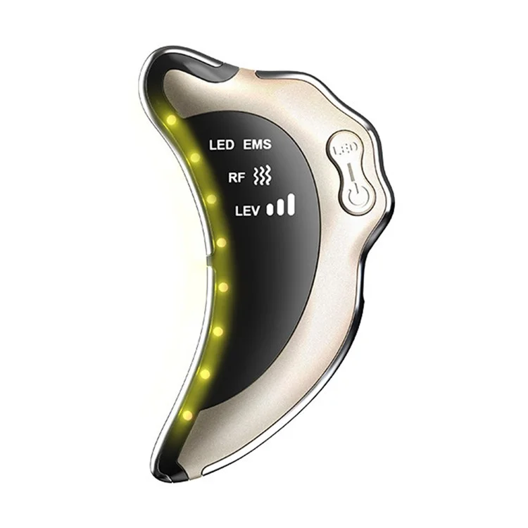 NY-S008 Gua Sha Facial Masajeador Portátil Herramientas de Raspado de Piel RF / EMS Vibración Instrumento de Cuidado de la Piel - Oro