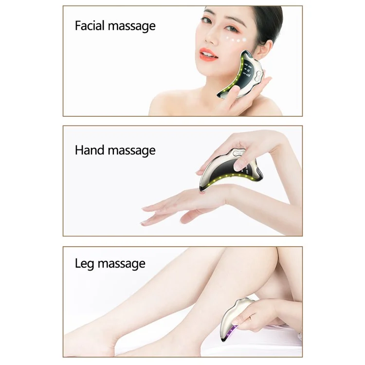 NY-S008 Gua Sha Facial Masajeador Portátil Herramientas de Raspado de Piel RF / EMS Vibración Instrumento de Cuidado de la Piel - Oro