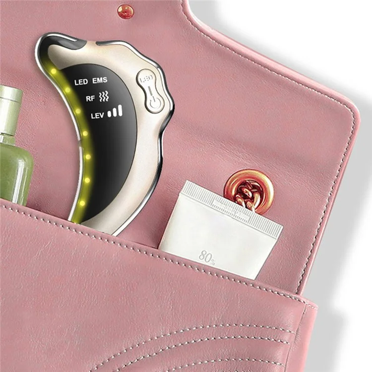 NY-S008 Gua Sha Facial Masajeador Portátil Herramientas de Raspado de Piel RF / EMS Vibración Instrumento de Cuidado de la Piel - Oro