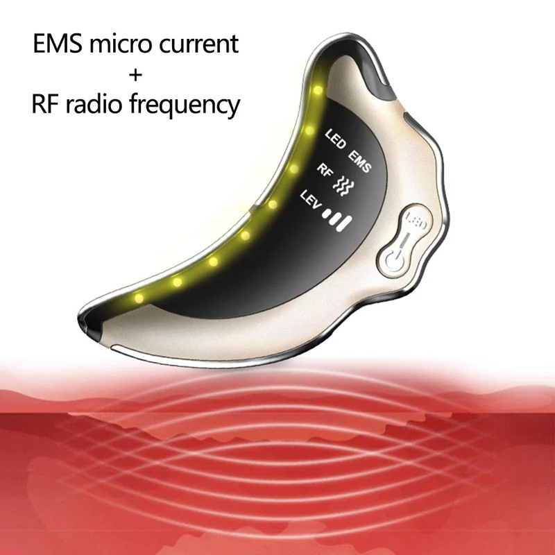 NY-S008 Gua Sha Gesichtsmassagegerät, tragbares Hautschabewerkzeug RF / EMS-Vibration Hautpflegeinstrument - Weiß