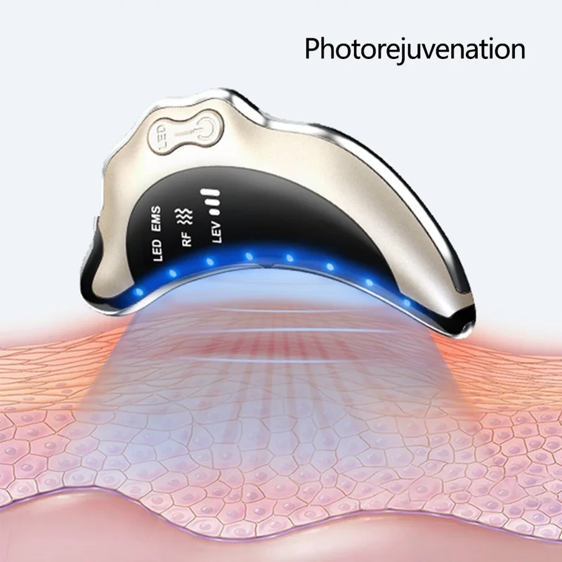 NY-S008 Gua Sha Gesichtsmassagegerät, tragbares Hautschabewerkzeug RF / EMS-Vibration Hautpflegeinstrument - Weiß