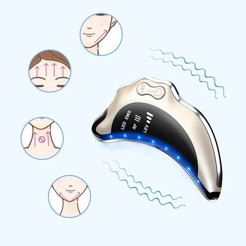 NY-S008 Gua Sha Gesichtsmassagegerät, tragbares Hautschabewerkzeug RF / EMS-Vibration Hautpflegeinstrument - Weiß