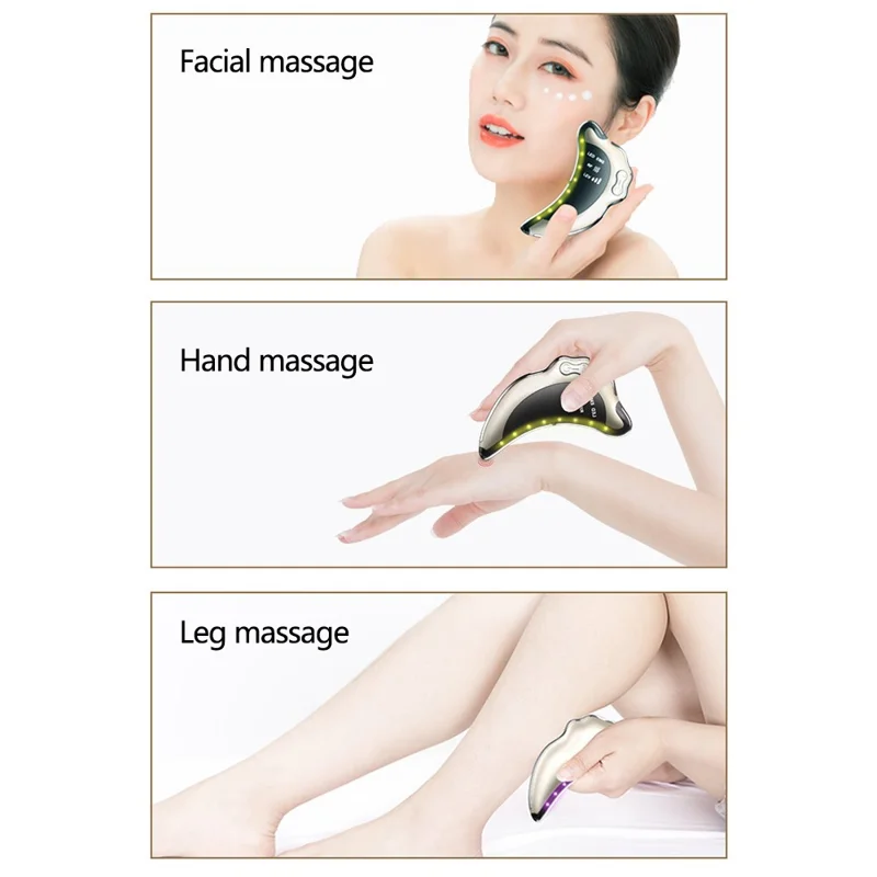 NY-S008 Gua Sha Gesichtsmassagegerät, tragbares Hautschabewerkzeug RF / EMS-Vibration Hautpflegeinstrument - Weiß