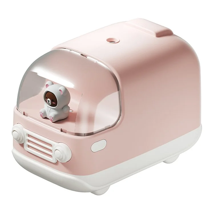 E-24 350ml Mini Cute Desktop Air Humidifier Cartoon Bear Mini Mist Maker Fog Sprayer for Home, Office - Pink
