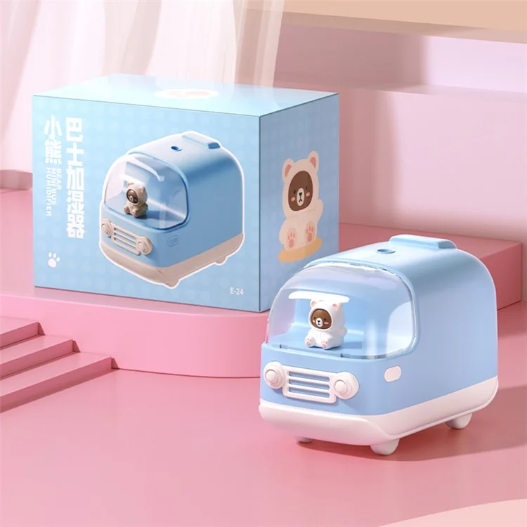 E-24 350ml Mini Cute Desktop Air Humidifier Cartoon Bear Mini Mist Maker Fog Sprayer for Home, Office - Pink