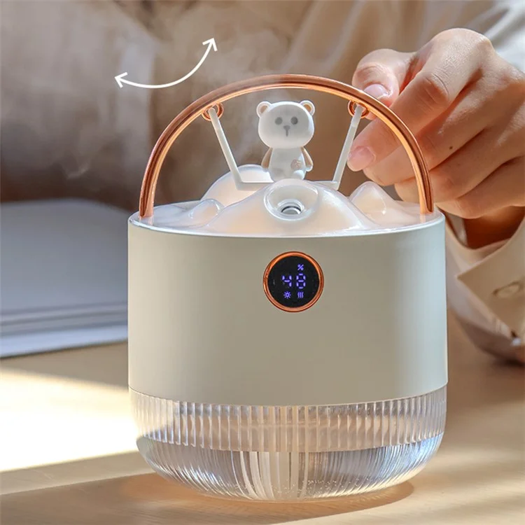 D15 Swing Shaped Air Humidifier 600ml Large Capacity Desktop Mist Maker Humidifier with Light - White