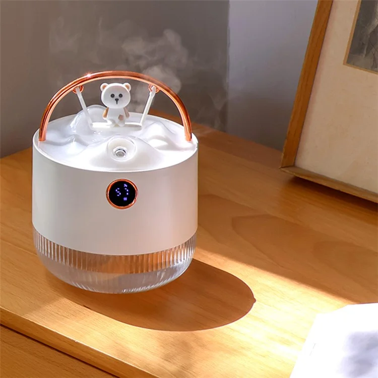 D15 Swing Shaped Air Humidifier 600ml Large Capacity Desktop Mist Maker Humidifier with Light - White