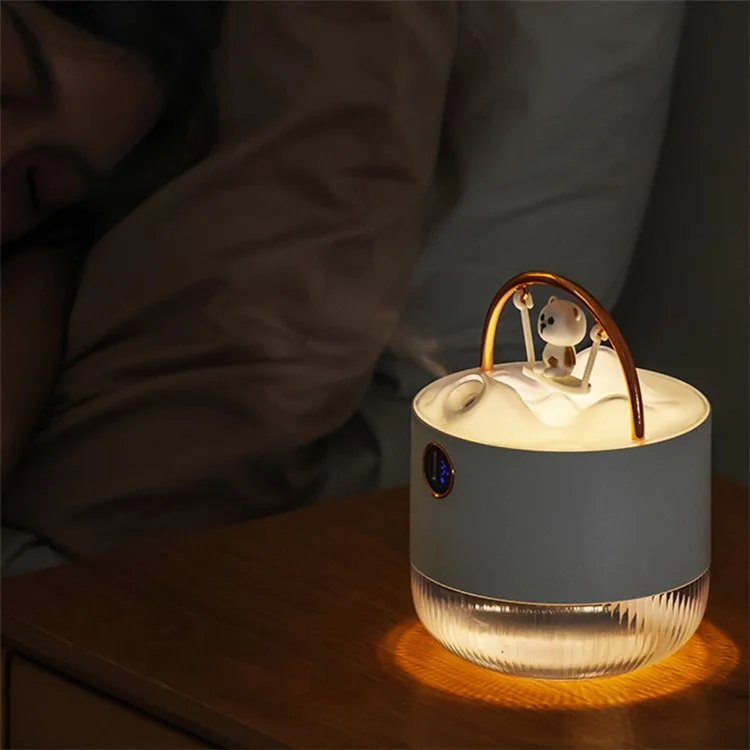 D15 Swing Shaped Air Humidifier 600ml Large Capacity Desktop Mist Maker Humidifier with Light - White