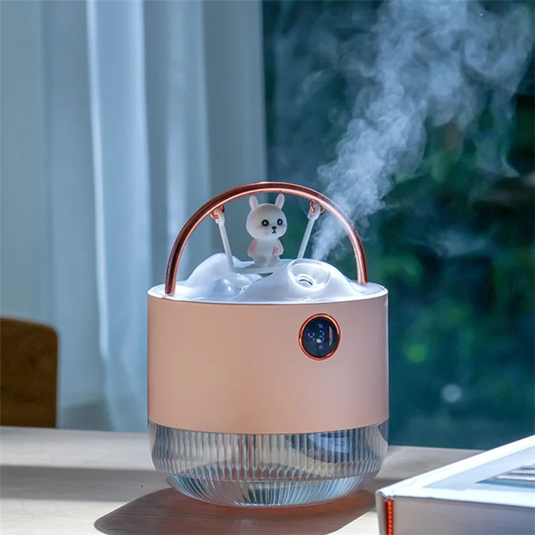 D15 Swing Shaped Air Humidifier 600ml Large Capacity Desktop Mist Maker Humidifier with Light - White