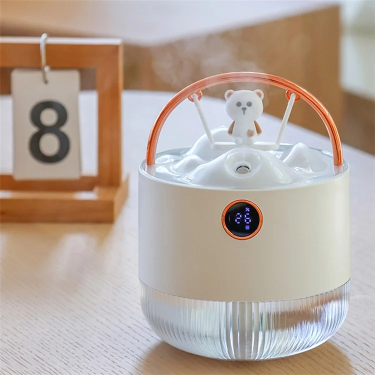 D15 Swing Shaped Air Humidifier 600ml Large Capacity Desktop Mist Maker Humidifier with Light - White