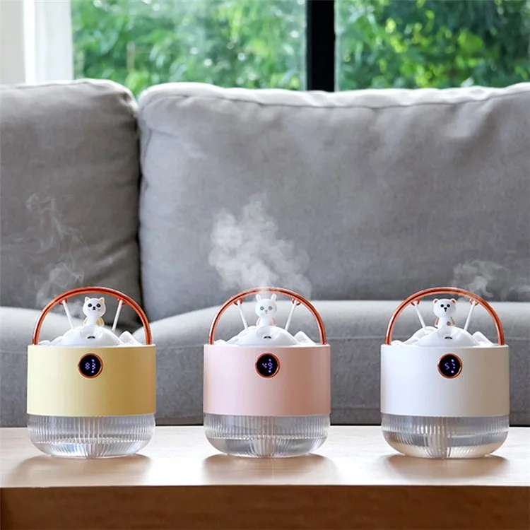 D15 Swing Shaped Air Humidifier 600ml Large Capacity Desktop Mist Maker Humidifier with Light - White