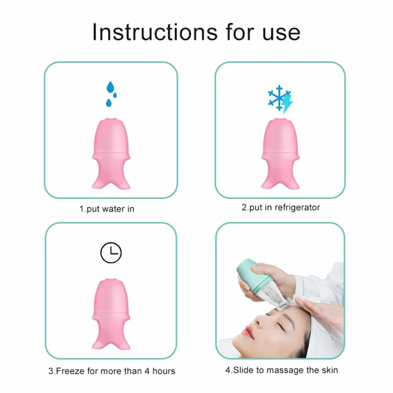 DYM-037 Vase Shape Freezable Face Massager Silicone Ice Face Roller Cold Therapy Skin Care Tool (ST) - Pink