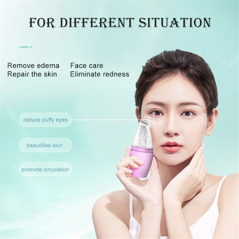 DYM-037 Vase Shape Freezable Face Massager Silicone Ice Face Roller Cold Therapy Skin Care Tool (ST) - Red