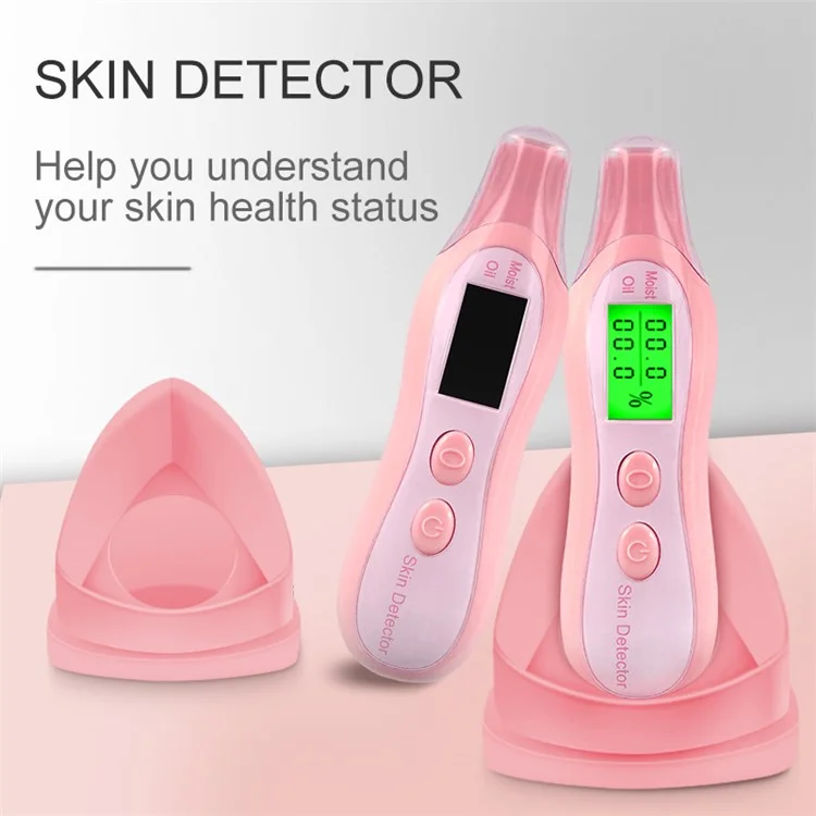 DYM-003 (6e génération) Testeur d'affichage LCD précis du statut de la peau Analyseur de teneur en humidité et en huile de la peau du visage - Rose