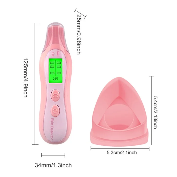 DYM-003 (6e génération) Testeur d'affichage LCD précis du statut de la peau Analyseur de teneur en humidité et en huile de la peau du visage - Rose