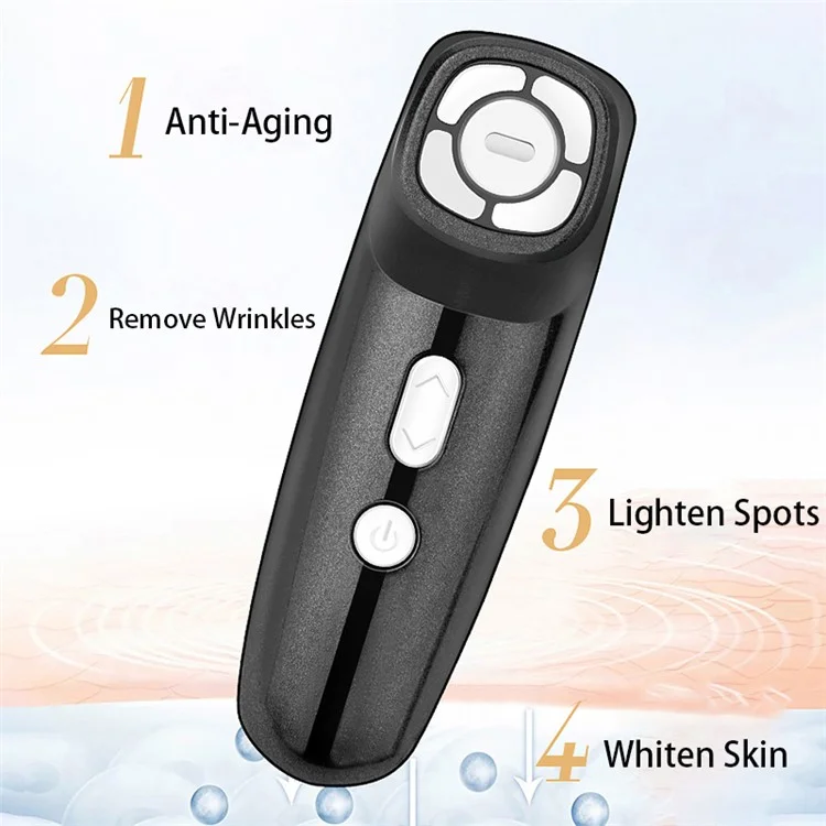 MO-1 Mini Pro Radio Frequency Beauty Device Ultrasonic Facial Massager Beauty Instrument - Black+White / US Plug