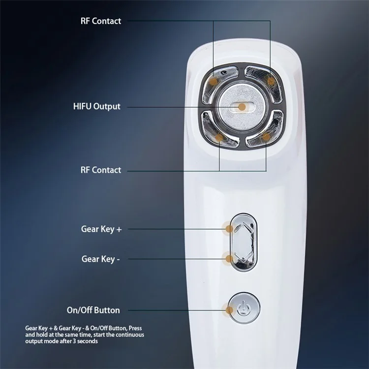 MO-1 Mini Pro Radio Frequency Beauty Device Ultrasonic Facial Massager Beauty Instrument - Black+White / US Plug