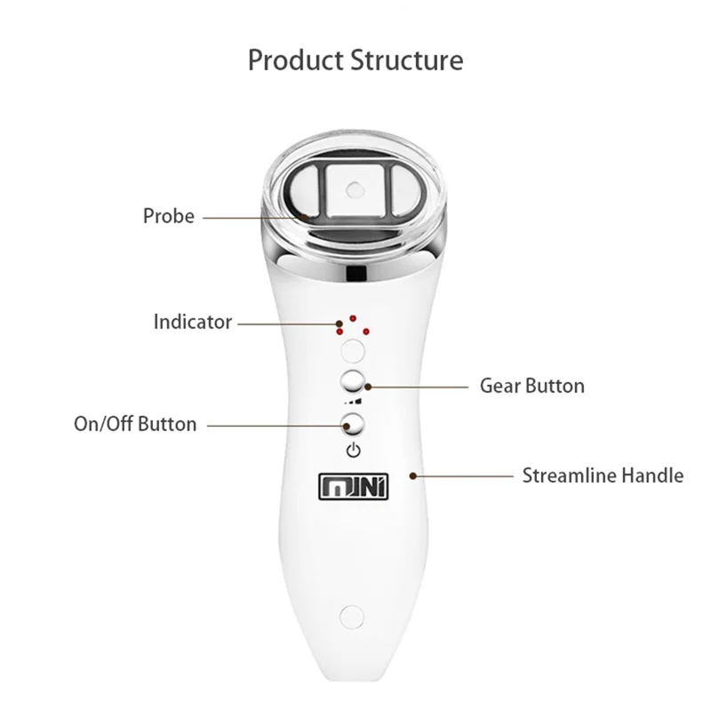 M0-1 Spatule Faciale Mini Masseur Facial à Ultrasons RF Portable - Prise US 