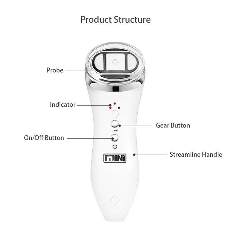 M0-1 Facial Spatula Mini RF Ultrasonic Face Massager Portable Facial Beauty Device - EU Plug
