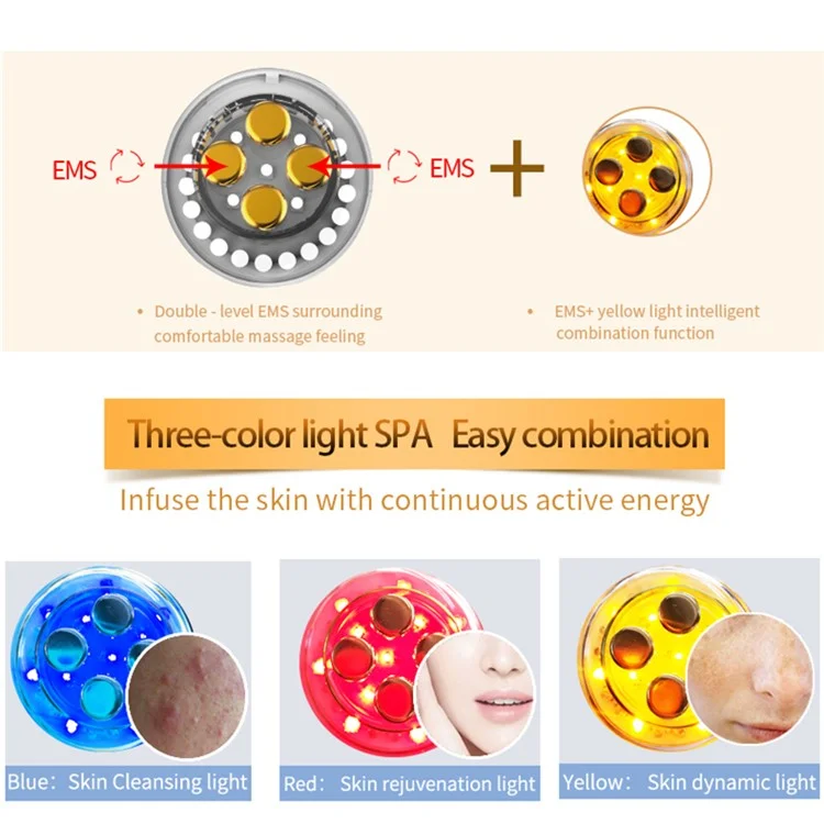 Máquina de radiofrecuencia para el apretado y el firming de la piel CM-5-RF - Dispositivo facial microcorriente para arrugas, en color oro rosa