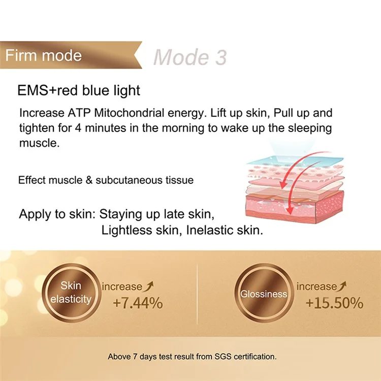 YH-RFS Radio Frequency Skin Tightening Device Facial Massage Light Therapy Wrinkle Removal Multifunctional Tool - Rose Gold / EU Plug