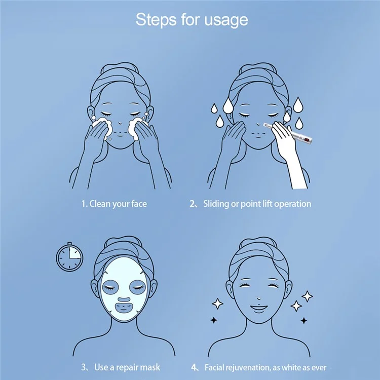 Appareil de beauté du visage Nano-Needle WZ-104-A4 pour la maison, Masseur facial électrique à essence, avec marquage CE - Argent