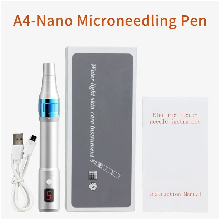 Appareil de beauté du visage Nano-Needle WZ-104-A4 pour la maison, Masseur facial électrique à essence, avec marquage CE - Argent