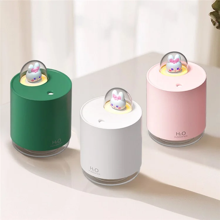 H201 USB Plug-In Mist Humidifier LED Night Light 300ML Water Tank Silent Operation Home Office Humidifier - White