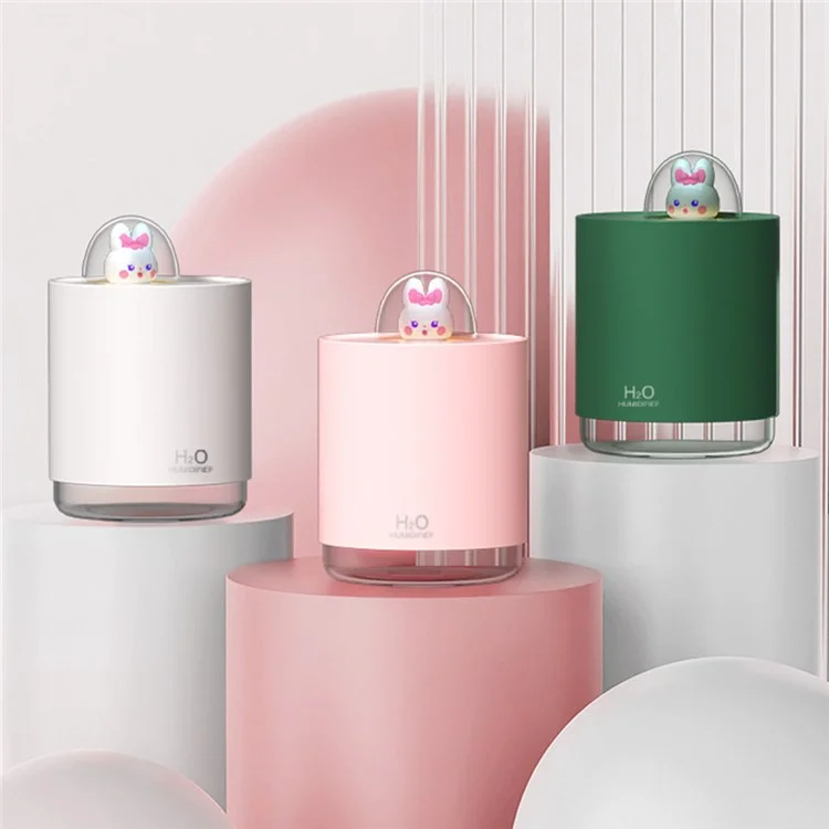 H201 USB Plug-In Mist Humidifier LED Night Light 300ML Water Tank Silent Operation Home Office Humidifier - White