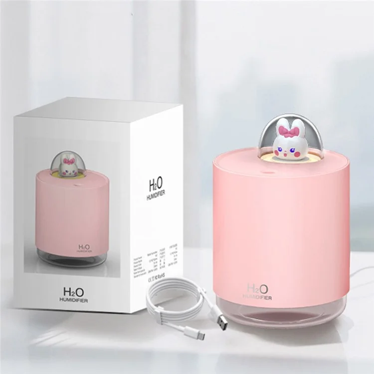 H201 USB Plug-In Mist Humidifier LED Night Light 300ML Water Tank Silent Operation Home Office Humidifier - White