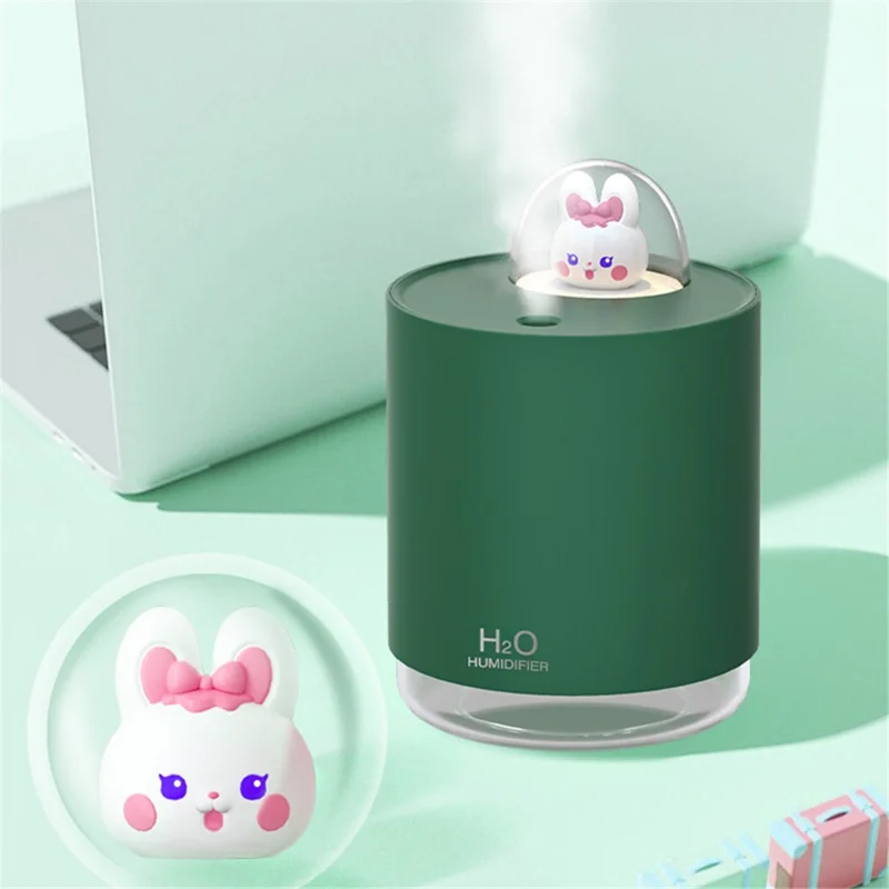 H201 USB Plug-In Mist Humidifier LED Night Light 300ML Water Tank Silent Operation Home Office Humidifier - Green