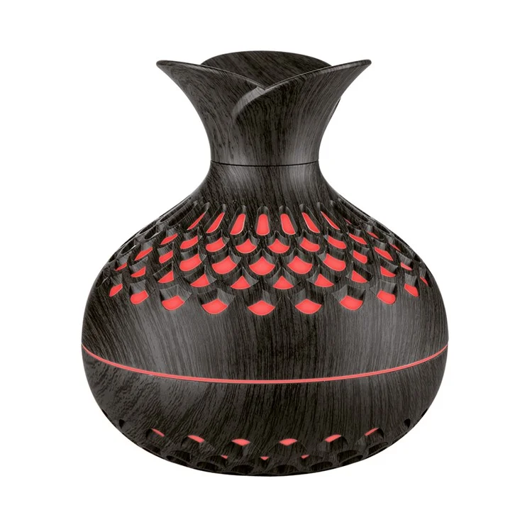 Humidificateur de bois Colorful Cool Essential Oil Diffuser 300ml Ultrasonic Aroma Air Vaporizer (Certificat CE) - Noir / Prise US