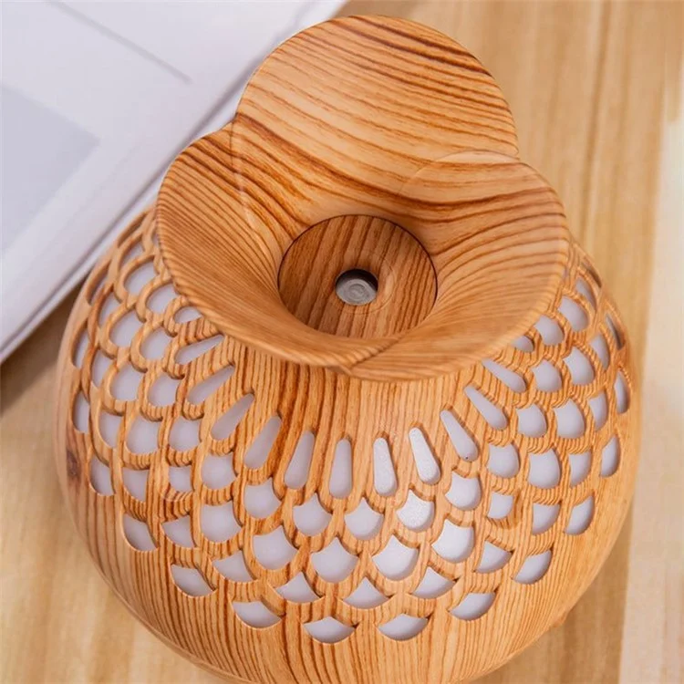 Humidificateur de bois Colorful Cool Essential Oil Diffuser 300ml Ultrasonic Aroma Air Vaporizer (Certificat CE) - Noir / Prise US