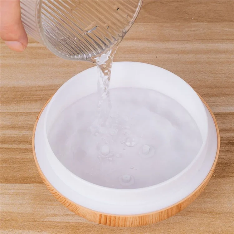 Humidificateur à Grain de Bois Coloré Diffuseur d'Huiles Essentielles Fraîches 300ml Vaporisateur d'Arômes Ultrasonique (Certifié CE) - Noir / Prise UK