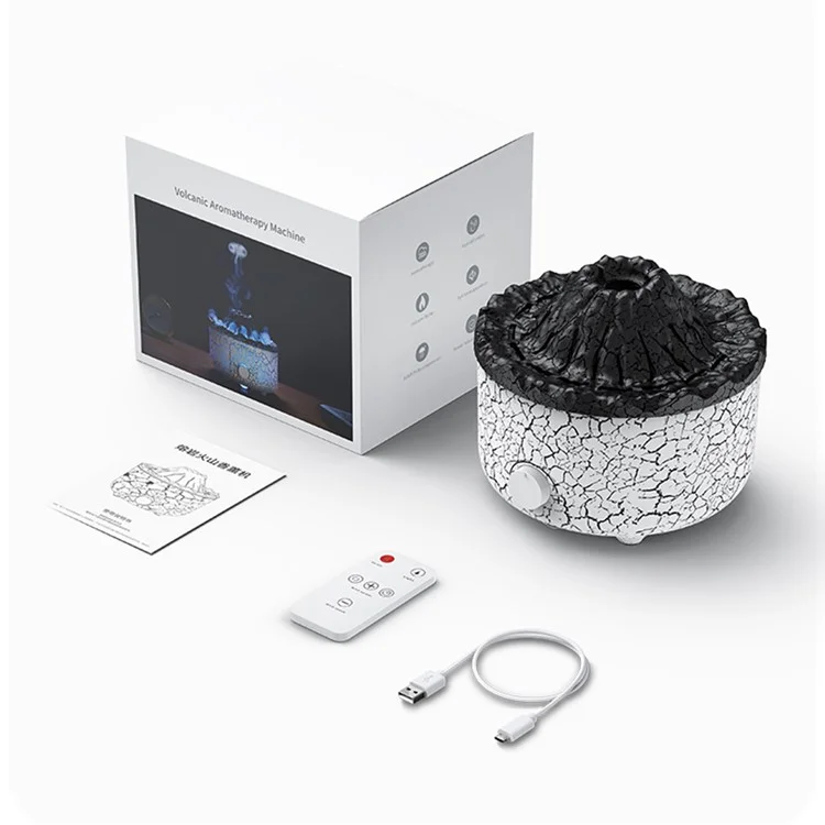 V21B Pro Lava Volcano Shape Aromatherapy Diffuser Humidifier Two Colors Fog Make Mist Sprayer with Remote Control - US Plug